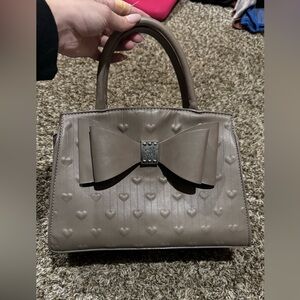 Betsy Johnson grey/neutral Heart pattern top handle handbag like new condition